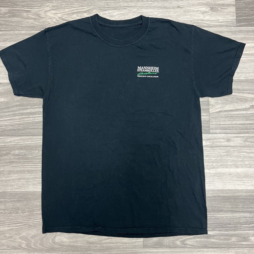 Manheim Steamroller Tee Shirt Mens L Black Local Crew Roadie Music Ensemble Tour
